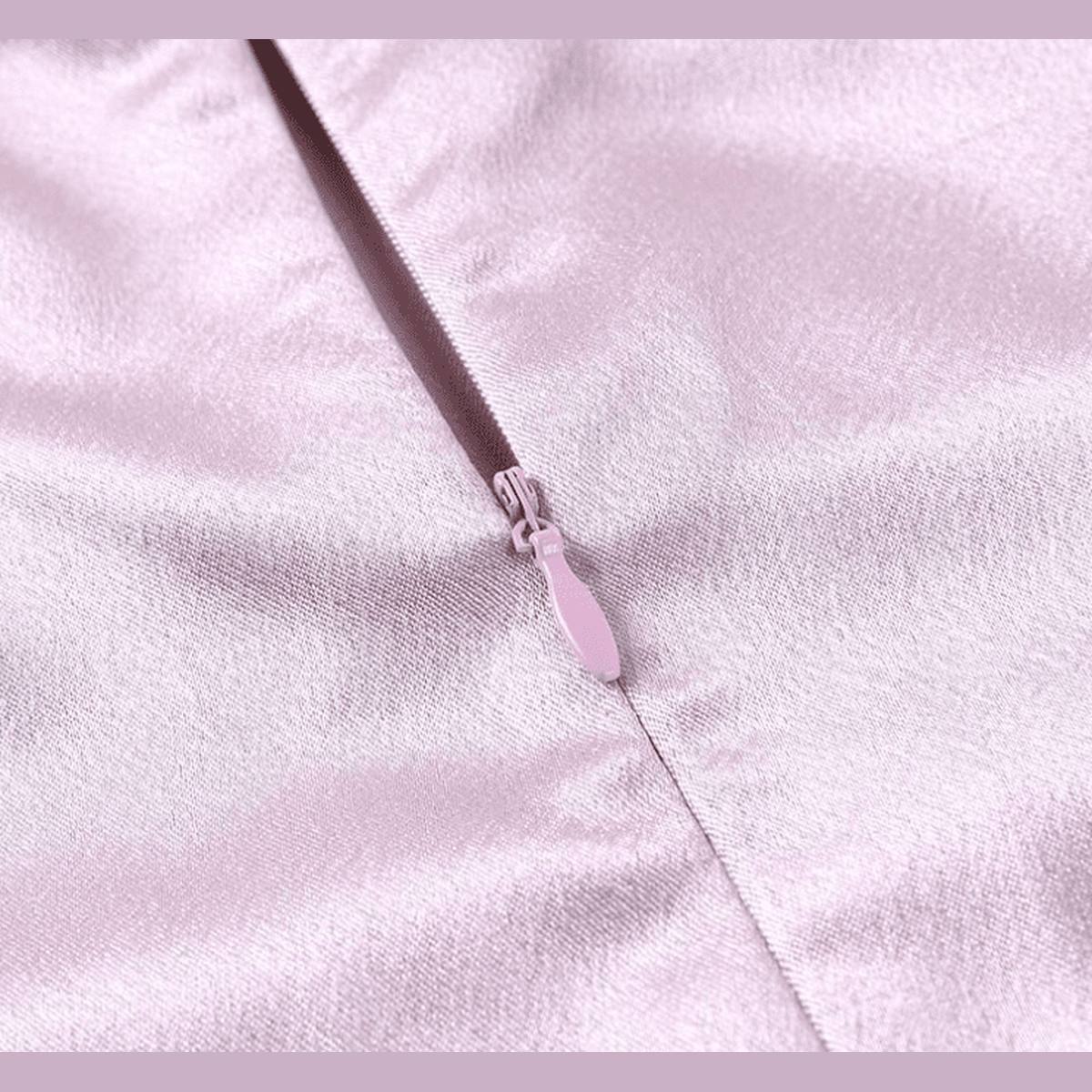 Amari Combs – Satin Mini Slip Dress by The Nevermore – Unique Dresses by The Nevermore | L Pink