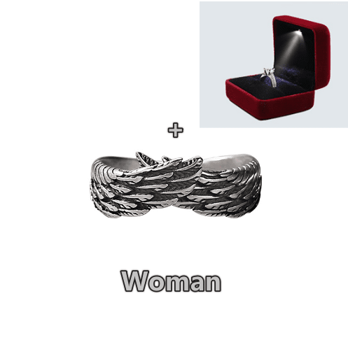 Angel Wings - The Nevermore Ring – Unique Rings by Nevermore Lifestyle & Tech | Silver Woman with Red Box