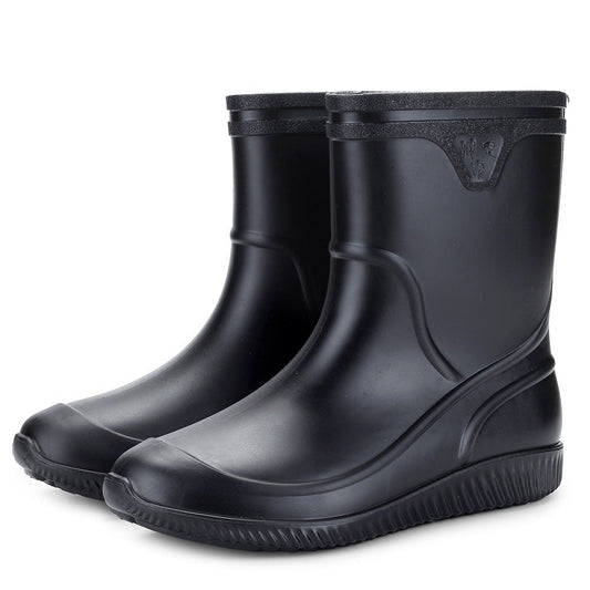 Apollo Mid - Tube PVC Rain Boots for Men by The Nevermore – Unique Boots for Women by Nevermore Lifestyle & Tech | 39 Black