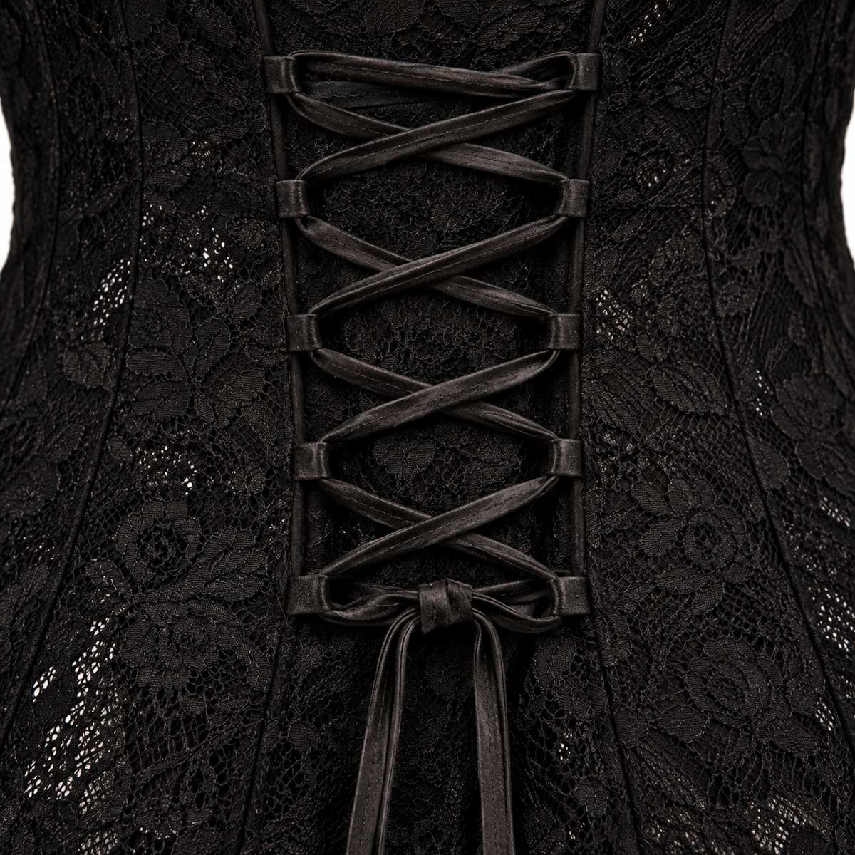 Aurora gothic black lace dress lace-up back detail
