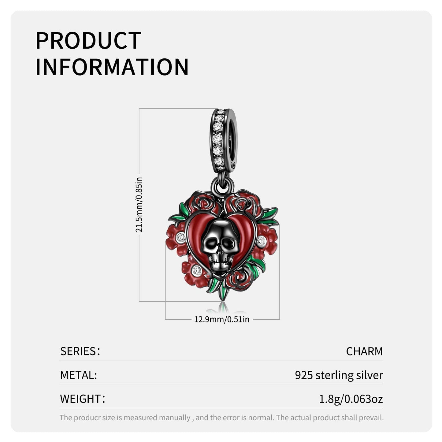 Blooming Rose Skull - Gothic Silver Pendant by The Nevermore – Unique Gothic Pendants by Nevermore Lifestyle & Tech | PD0818