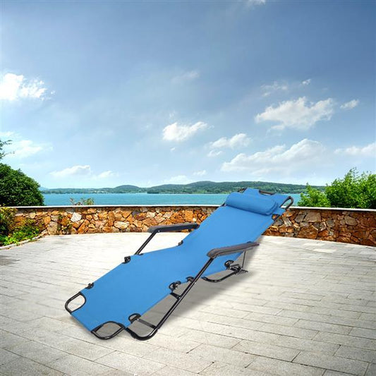Portable Folding Dual-use Extended Version Lounge Chair Blue