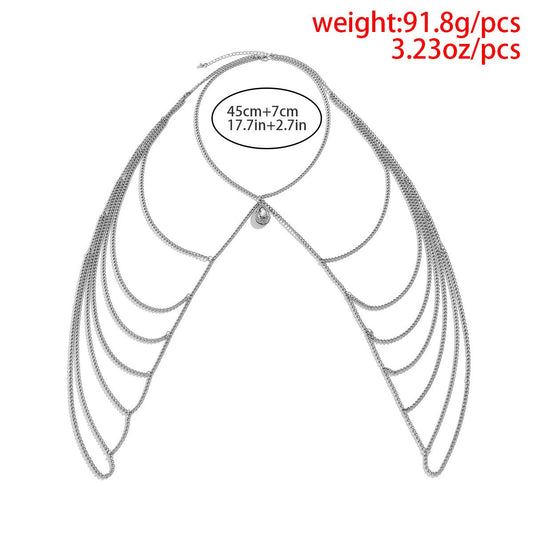 Body Chain a Jewelry with Diamonds - The Nevermore Body Chains for Women – Unique Body Chains by Nevermore Lifestyle & Tech | Silver