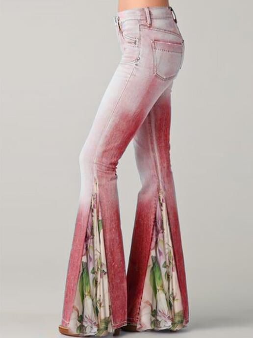 High-Waisted Cotton Denim Trousers And Micro Trousers Washed