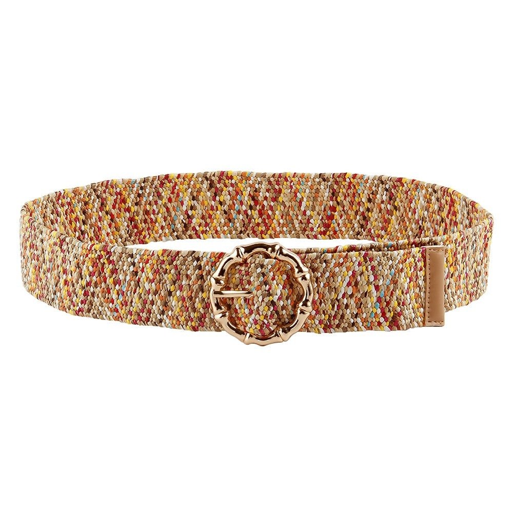Perforated stretch boho belt – multicolor