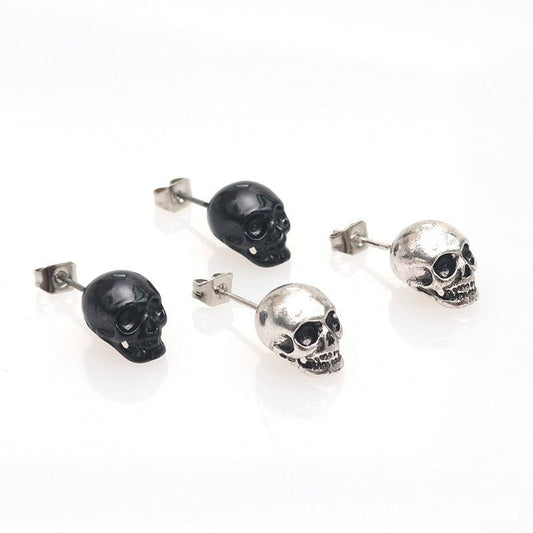 Caspian Skull Studs - The Nevermore Gothic Earrings – Unique Gothic Jewelry by Nevermore Lifestyle & Tech | V1R24 Black