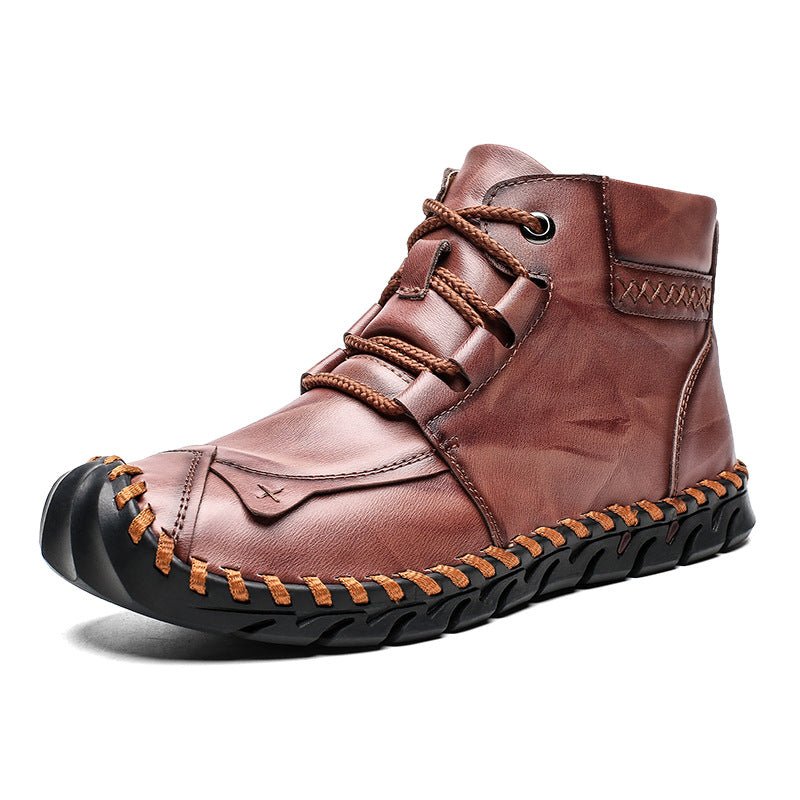 CasualLeather - Breathable Non - Slip Tooling Boots by The Nevermore – Unique Shoes by Nevermore Lifestyle & Tech | 38 Red Brown