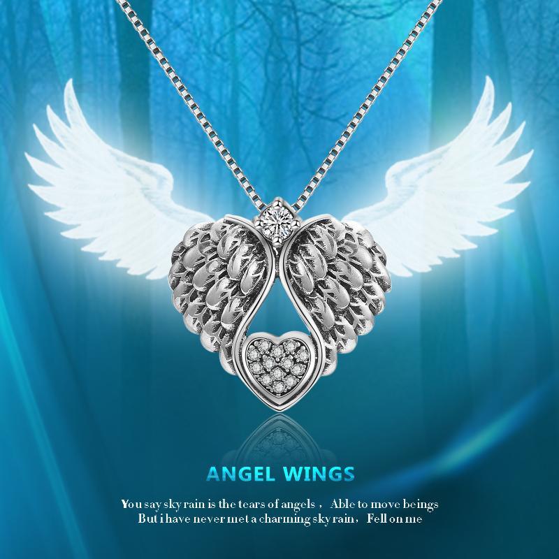 Celestial Guardian Wings - The Nevermore 925 Silver Women`s Pendant Angel Wing