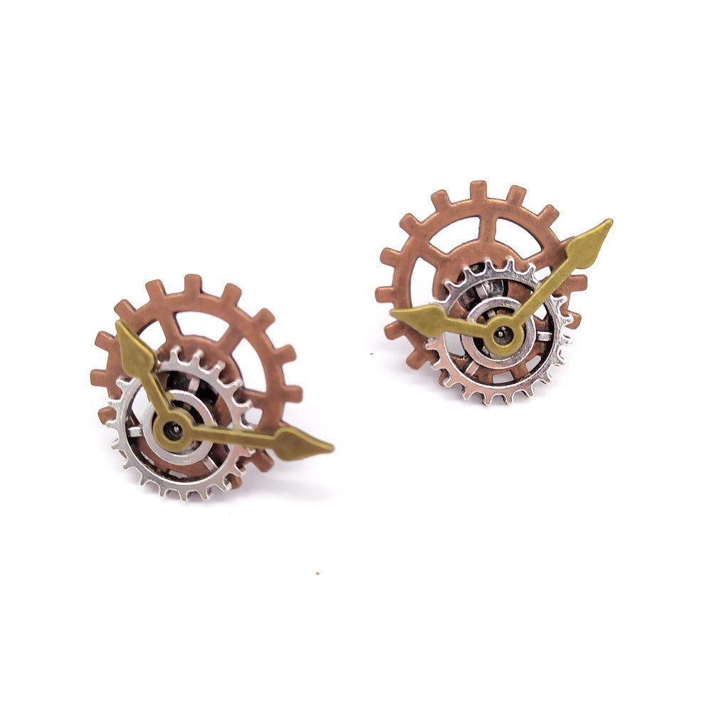 Chrona Gear – Steampunk Clockwork Stud Earrings by The Nevermore – Unique Steampunk Earrings by Nevermore Lifestyle & Tech |