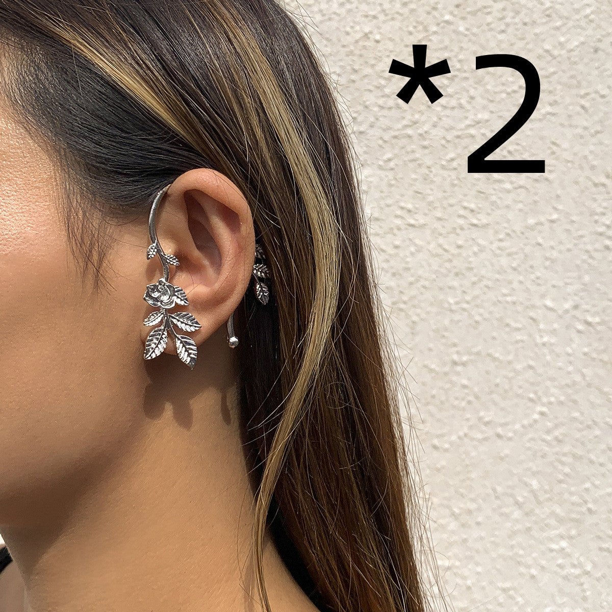 Citadel - Retro Rose Flower Ear Wraps by The Nevermore – Unique Earrings by Nevermore Lifestyle & Tech | 2PCS Silver