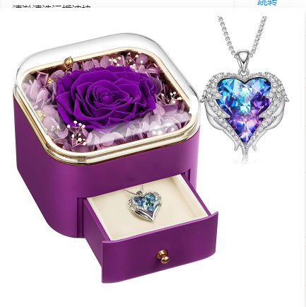 Clara Whitman – Rose Jewelry Gift Box by The Nevermore – Unique Jewelry by Nevermore Lifestyle & Tech | 110X110x95MM Purple suit