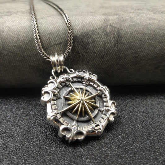 Compass - The Nevermore Pendant S925 Sterling Silver Men's Necklace – Unique Jewelry by Nevermore Lifestyle & Tech | Single Pendant