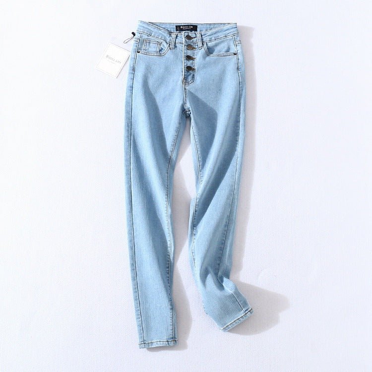 Four Button High-rise Skinny High-stretch Jeans
