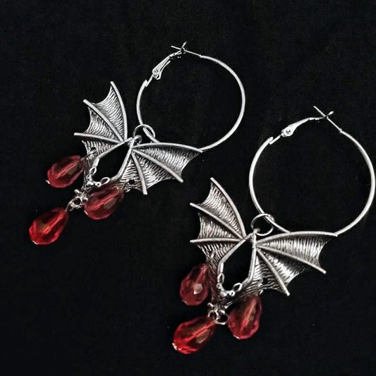 Dahlia Spectra - The Nevermore Earrings Bloody Bat – Unique Gothic Accessories by Nevermore Lifestyle & Tech | Silver