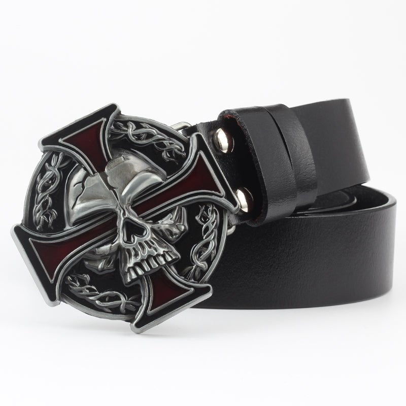 Darian Ravenshadow - The Nevermore Gothic Belt Skull with Cross – Unique Gothic Fashion for Men by Nevermore Lifestyle & Tech | 105cm 02