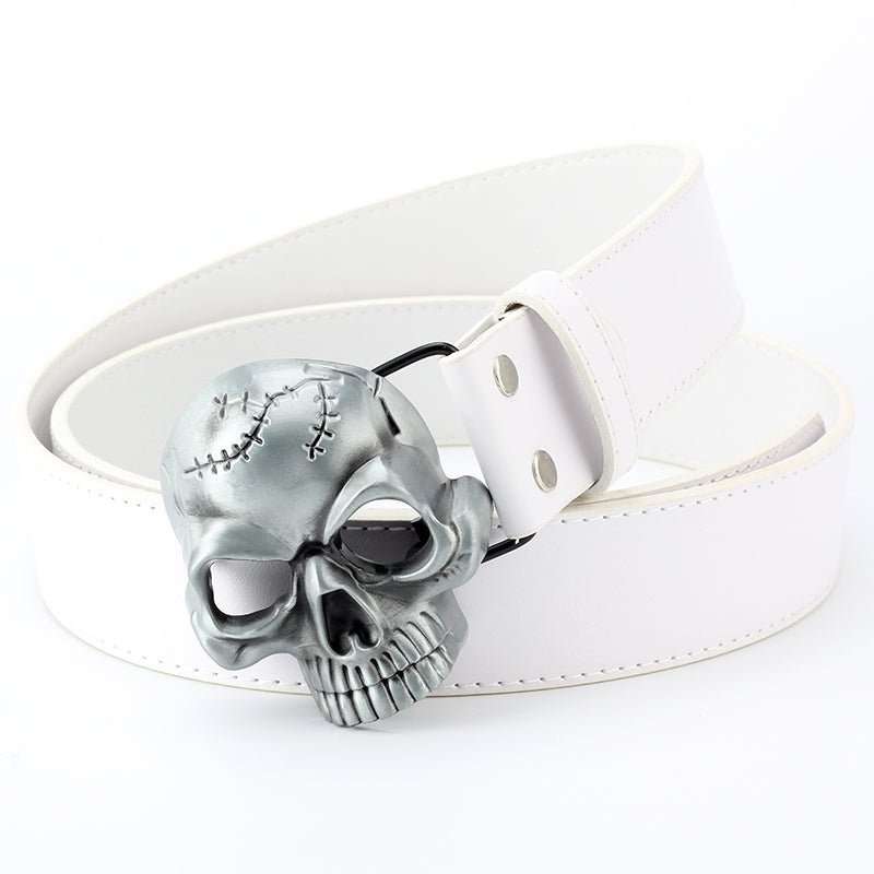 Demetrius Wraith Skull - The Nevermore Gothic Belt – Unique Gothic Fashion by Nevermore Lifestyle & Tech | White