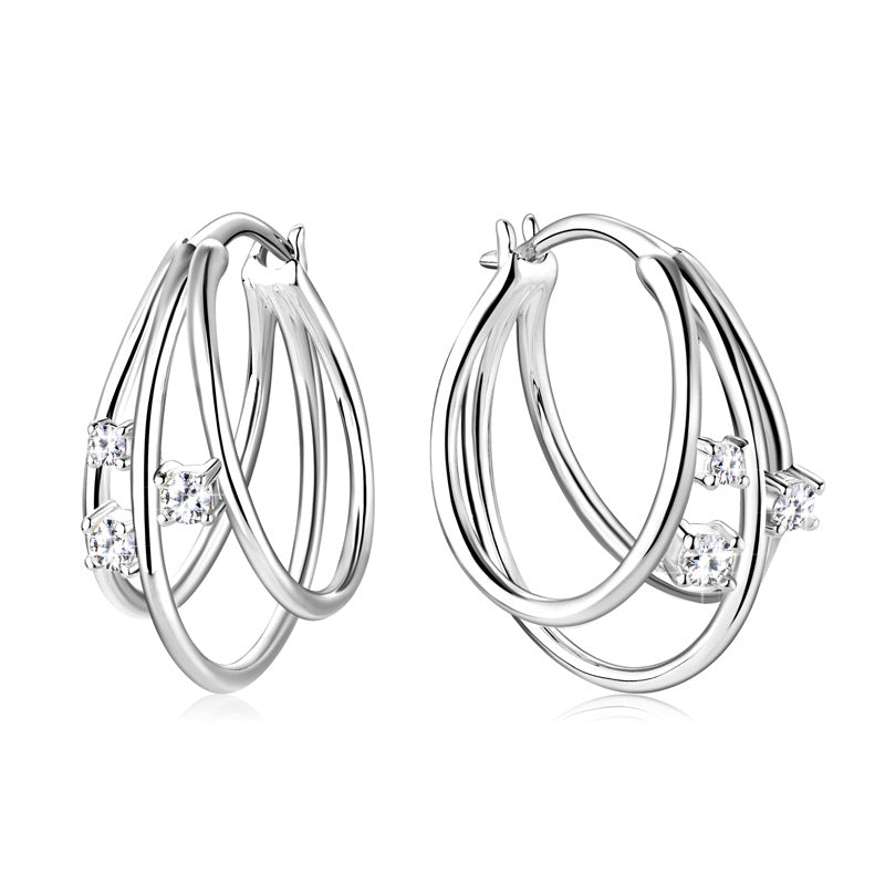 Diamond Grace Elegance - The Nevermore Women`s Silver Earrings with Diamonds