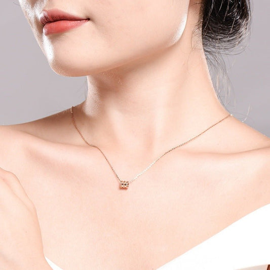 Elara 18K Rose Gold Pendant - Silver, Gold Chain by The Nevermore