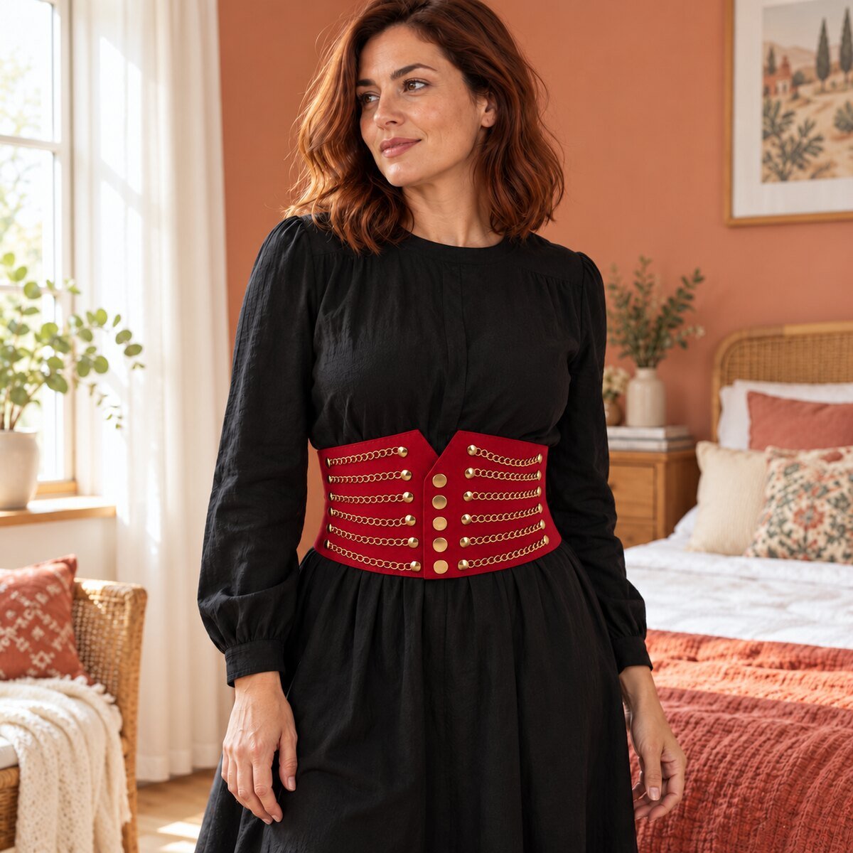 Elastic PU Waist Belt for Women by The Nevermore – Unique Belts by The Nevermore | Red