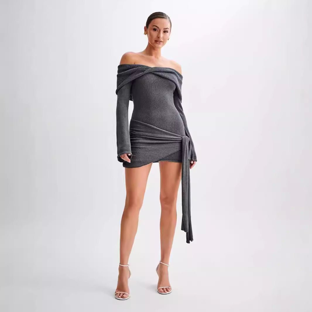 Elegance Knit - Off-Shoulder Sweater Dress by The Nevermore