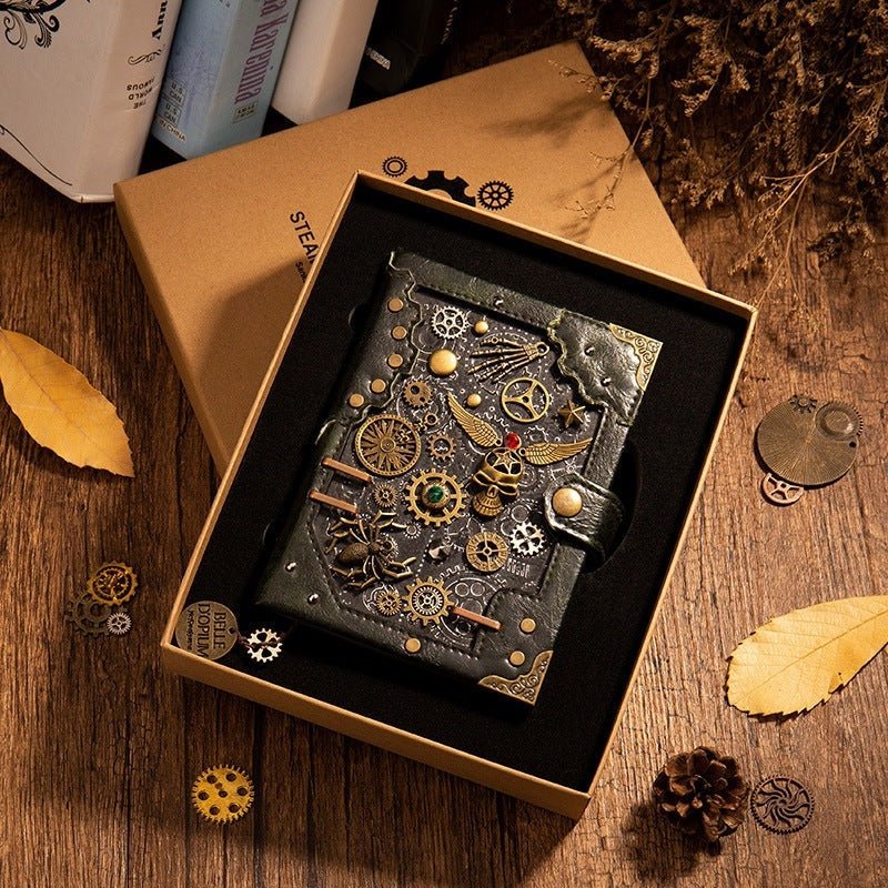 Elvina Sims notebook - The Nevermore Steampunk Gifts – Unique Steampunk Accessories by Nevermore Lifestyle & Tech | Dark green