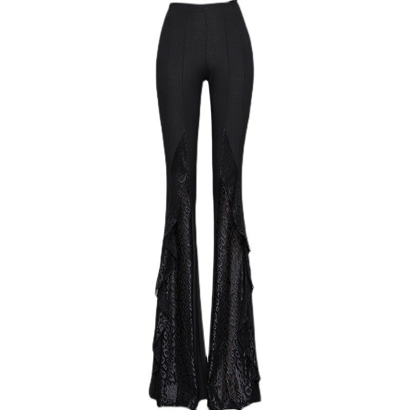 Elvira Twilight - The Nevermore Gothic Pants for Women Lace Stitching High Waist – Unique Gothic Fashion for Women by Nevermore Lifestyle & Tech | 2XL Black