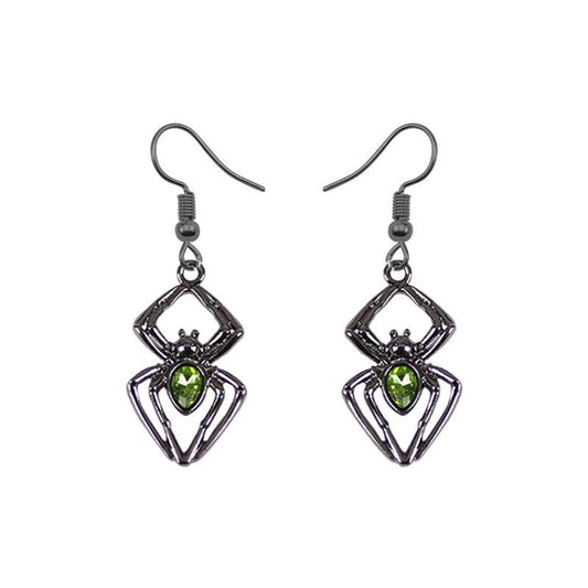 Emerald Widow Spider - The Nevermore Gothic Earrings – Unique Gothic Jewelry by Nevermore Lifestyle & Tech | Spider earrings