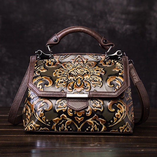 Ethereal Essence 1 - Retro Cowhide Handbag by The Nevermore – Unique Bags by Nevermore Lifestyle & Tech | Khaki