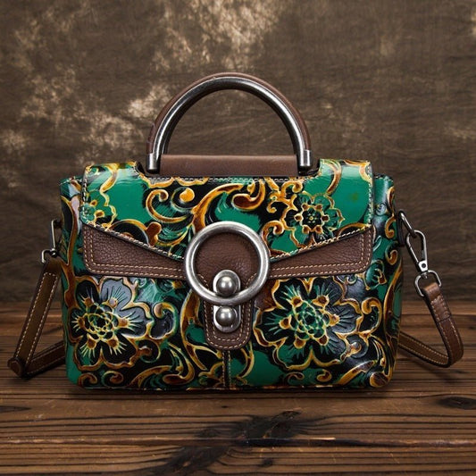 Ethereal Essence 2 - Retro Cowhide Handbag by The Nevermore – Unique Bags by Nevermore Lifestyle & Tech | Green