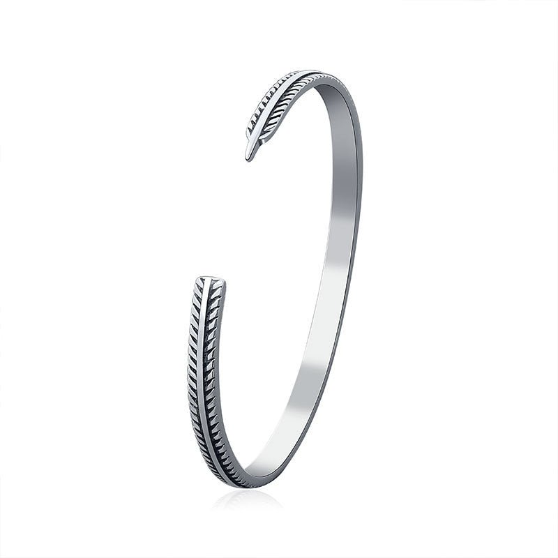 Feather Charm - Vintage Cuff Bracelet by The Nevermore – Unique Bracelets by Nevermore Lifestyle & Tech | Thai silver