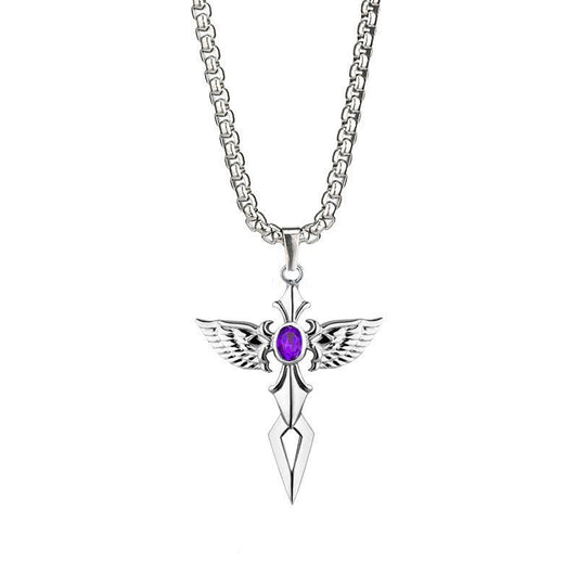 Feathered Cross of Shadows - Gothic Pendant by The Nevermore