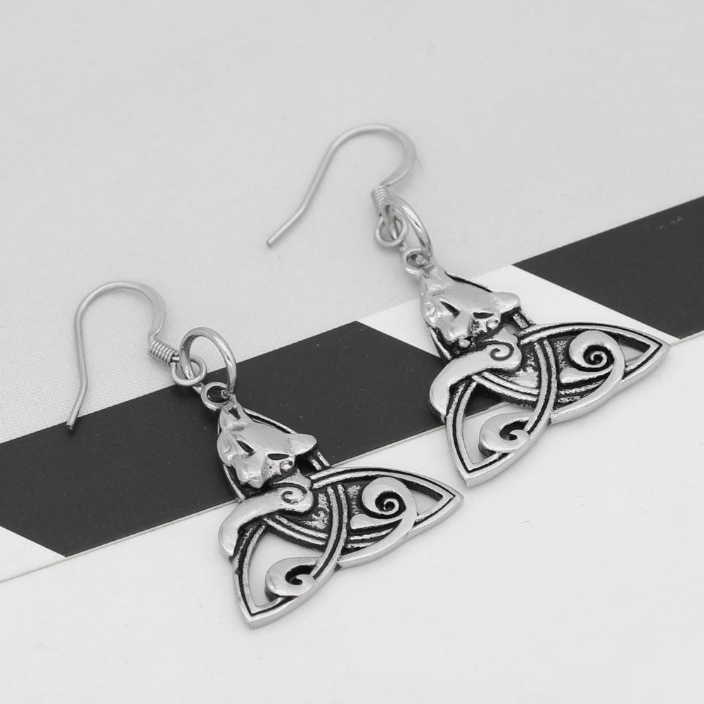 Fenrir Triangle Wolf Earrings - The Nevermore Norse Jewelry
