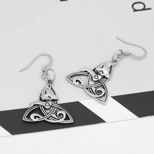 Fenrir Triangle Wolf Earrings - The Nevermore Norse Jewelry
