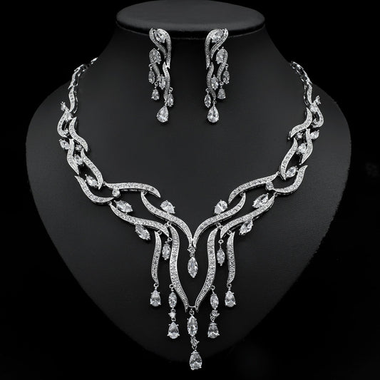 Frida Eaglewort - The Nevermore Set Necklace & Earrings Crystal with Zircon – Unique Jewelry by Nevermore Lifestyle & Tech | Blue