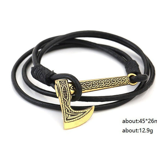 Fromund Axe - The Nevermore Gothic Leather Bracelet – Unique Gothic Jewelry by Nevermore Lifestyle & Tech | Ancient gold