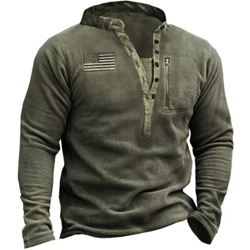 Gabriel Allure - The Nevermore Fleece Sweater for Men V - neck Button – Unique Men's Fashion by Nevermore Lifestyle & Tech | L LT CX4 Army Green