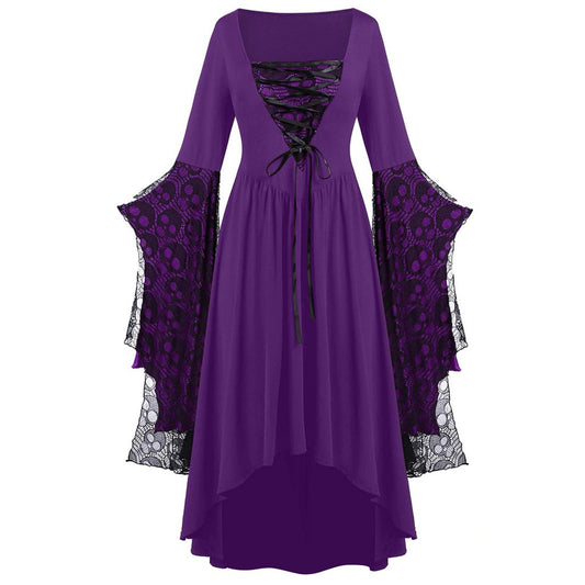 Griselda Thornheart - The Nevermore Gothic Dress Big Sleeves Lace – Unique Gothic Fashion by Nevermore Lifestyle & Tech | 2XL Purple