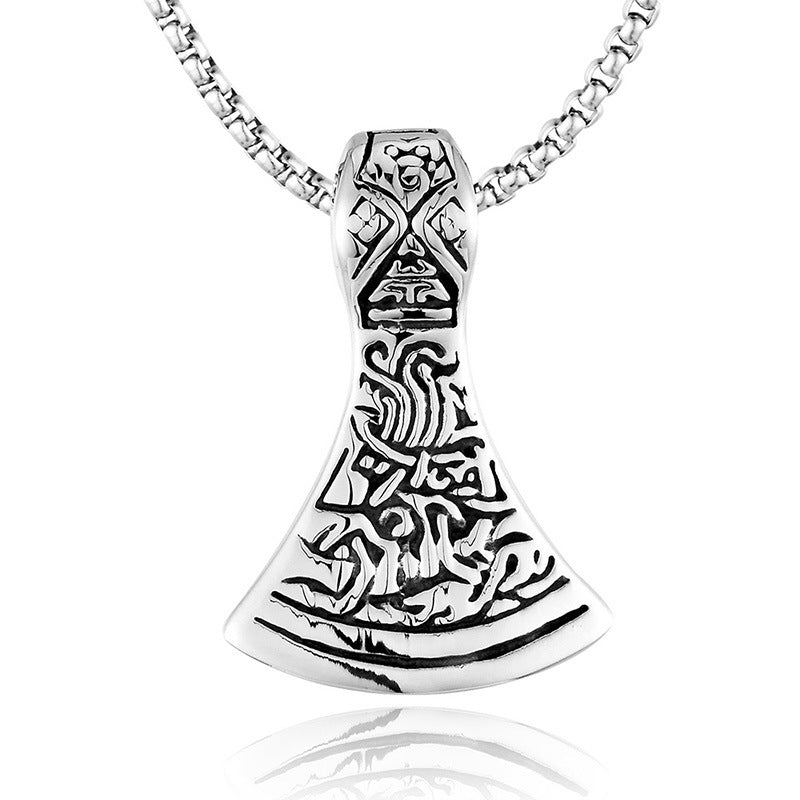 Haldor Norse Viking Pendant Necklace by The Nevermore – Unique Gothic Jewelry by Nevermore Lifestyle & Tech | 55CM Single pendant steel color