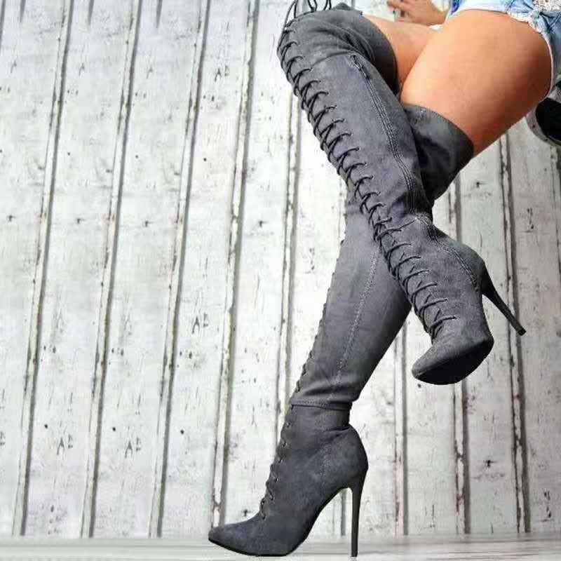 Harmony Hue Suede Stiletto Over-Knee Boots by The Nevermore