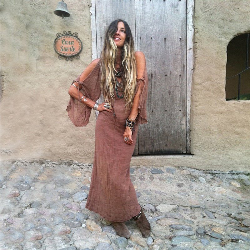 boho breeze dress Boho Ramie Linen Breeze Dress, Blue / One Size