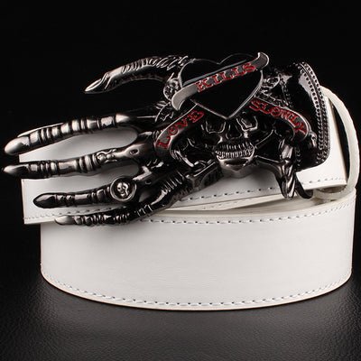 Khaos Boltgloom - The Nevermore Gothic Belt Skull Big Head – Unique Gothic Fasfion by Nevermore Lifestyle & Tech | 3 white