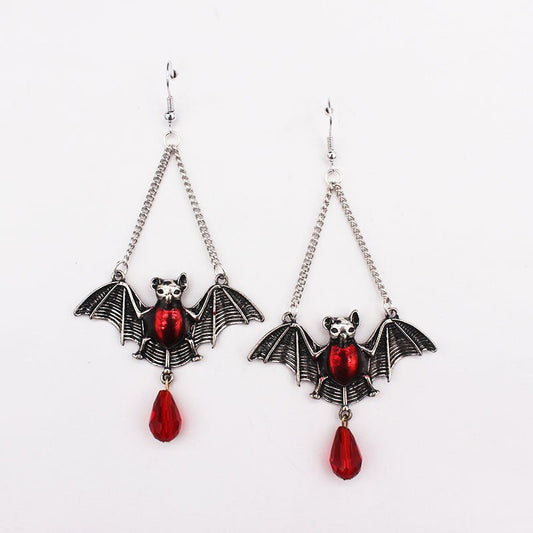 Kieran Haze Blood - sucking Bat - The Nevermore Gothic Earrings – Unique Gothic Jewelry by Nevermore Lifestyle & Tech | Silver