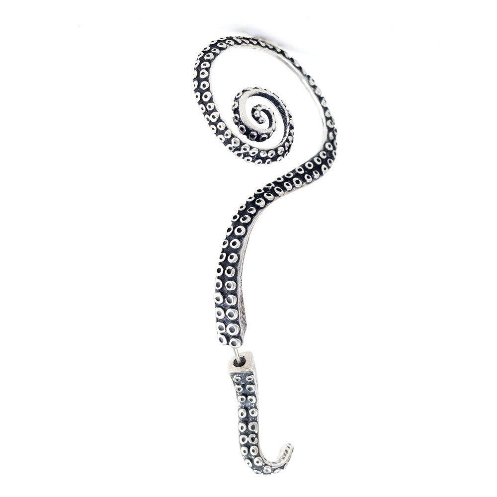 Kraken - The Nevermore Gothic Ear - wrap Ear - cuff Silver – Unique Gothic Jewelry by Nevermore Lifestyle & Tech | Single left ear