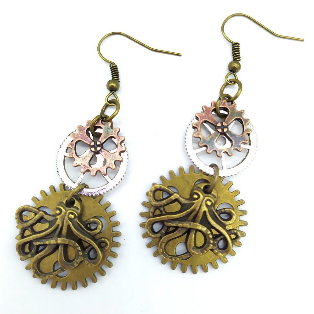 Kraken - The Nevermore Steampunk Earrings – Unique Steampunk Accessories by Nevermore Lifestyle & Tech | Ancient bronze