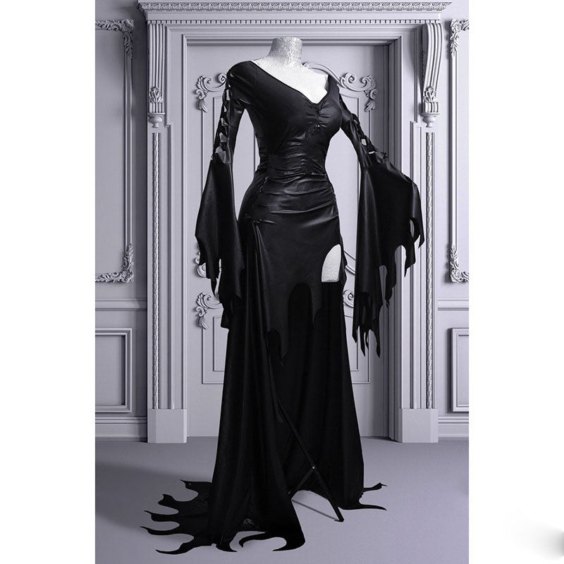 Lillian Sorrowfall - The Nevermore Gothic Dress Big Sleeves – Unique Gothic Fashion for Women by Nevermore Lifestyle & Tech | 2XL Black