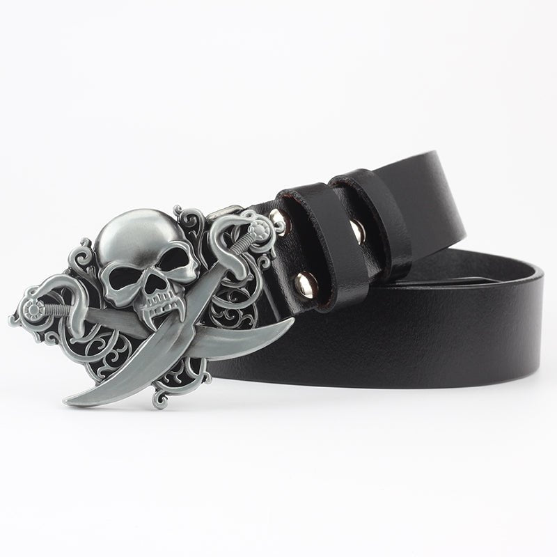Lord Preston Gearhart - The Nevermore Gothic Belt Skull with Swords – Unique Gothic Fashion for Men by Nevermore Lifestyle & Tech | 105cm 015