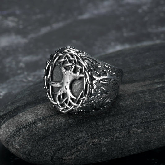 Lucky Tree - The Nevermore Gothic Ring for Men Titanium Steel – Unique Gothic Jewelry by Nevermore Lifestyle & Tech | No10 Black And Polished