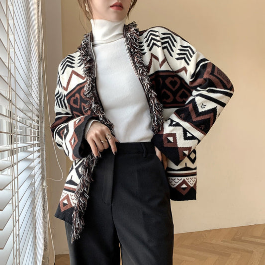 Millie Kelly - Knitted Cardigan by The Nevermore – Unique Jackets by Nevermore Lifestyle & Tech | One size Brown