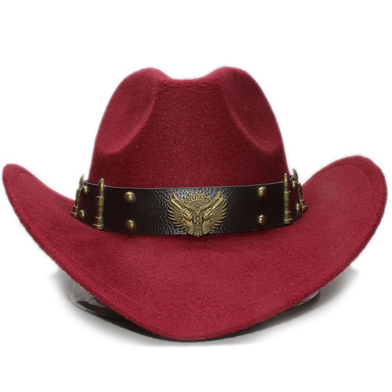 Montgomery Brassfire - The Nevermore Woollen Western Cowboy Hat for Men – Unique Men's Fashion by Nevermore Lifestyle & Tech | Adult Wine Red