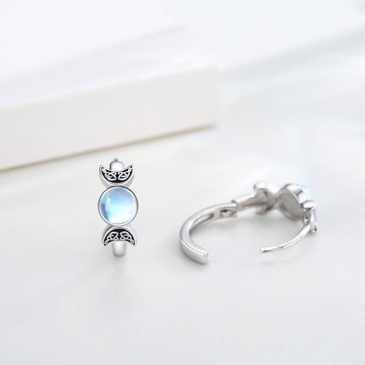 Moon Goddess Trinity - The Nevermore Gothic Sterling Silver Moonstone Earrings